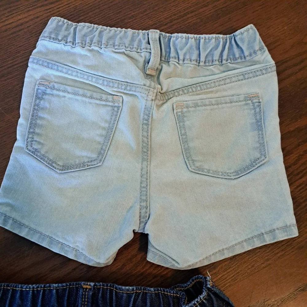 Old Navy Kids 4T Denim Shorts Bundle 3 Pack Light Medium Dark Wash Elastic Waist